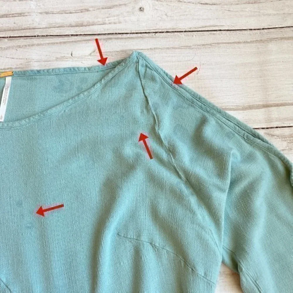 Free People Clear Skies Turquoise Blue Asymmetrical Long Sleeve Tunic Dress Sz L